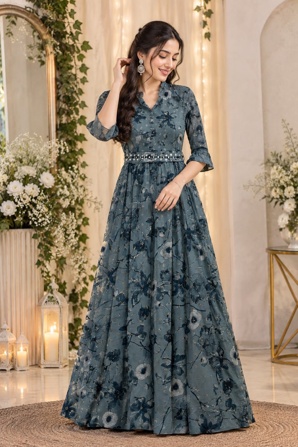 Elegant floral print gown