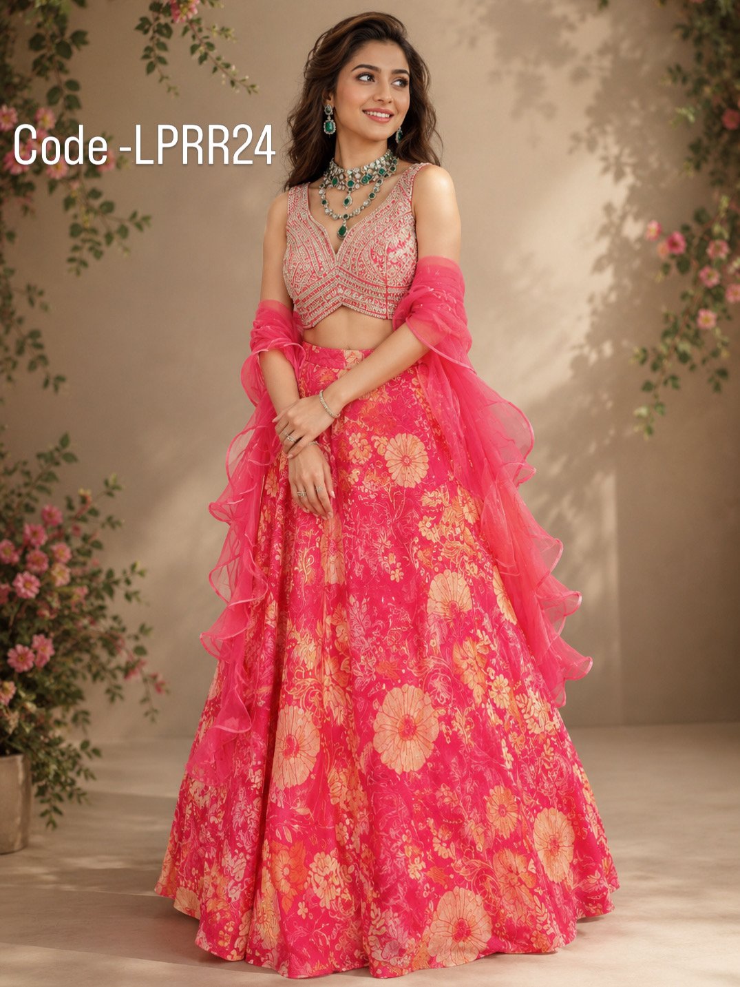Flared floral printed skirt with a luxurious finish