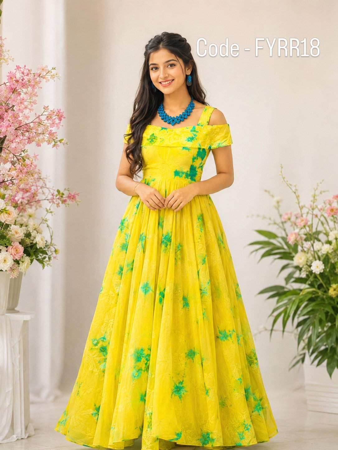 Parrot floral gown